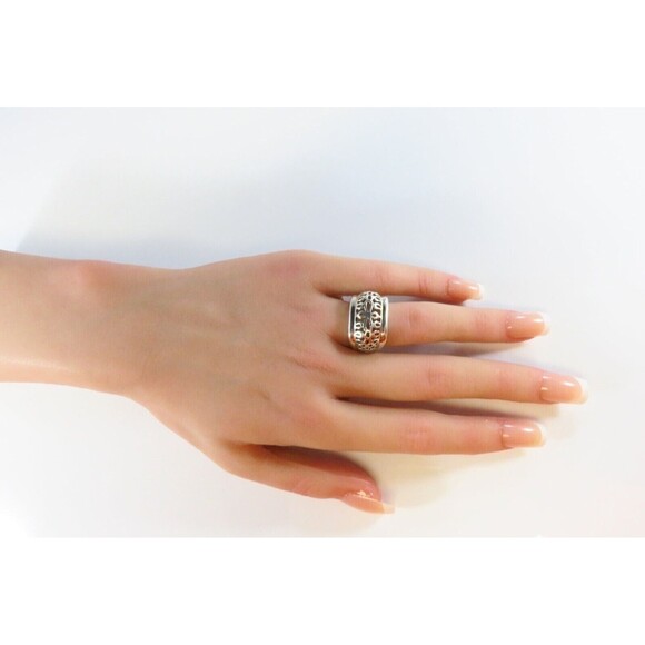 Pierced Sterling Silver Designer Style Finger Ring Pre-owned Size 6 1/2 - Picture 2 of 8